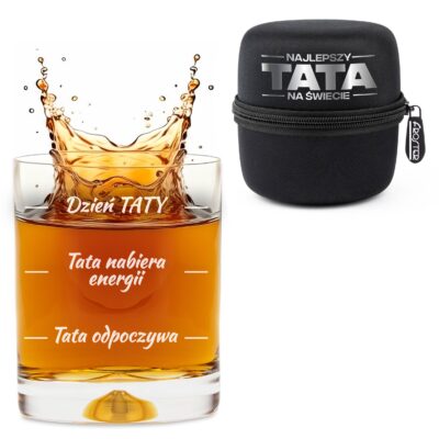 elegancka szklanka do whisky w skórzanym etui – stylowy prezent dla taty