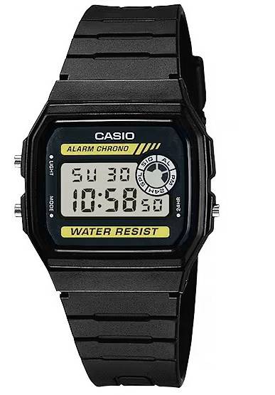 Czarny plastikowy zegarek męski casio f-94wa-9dg