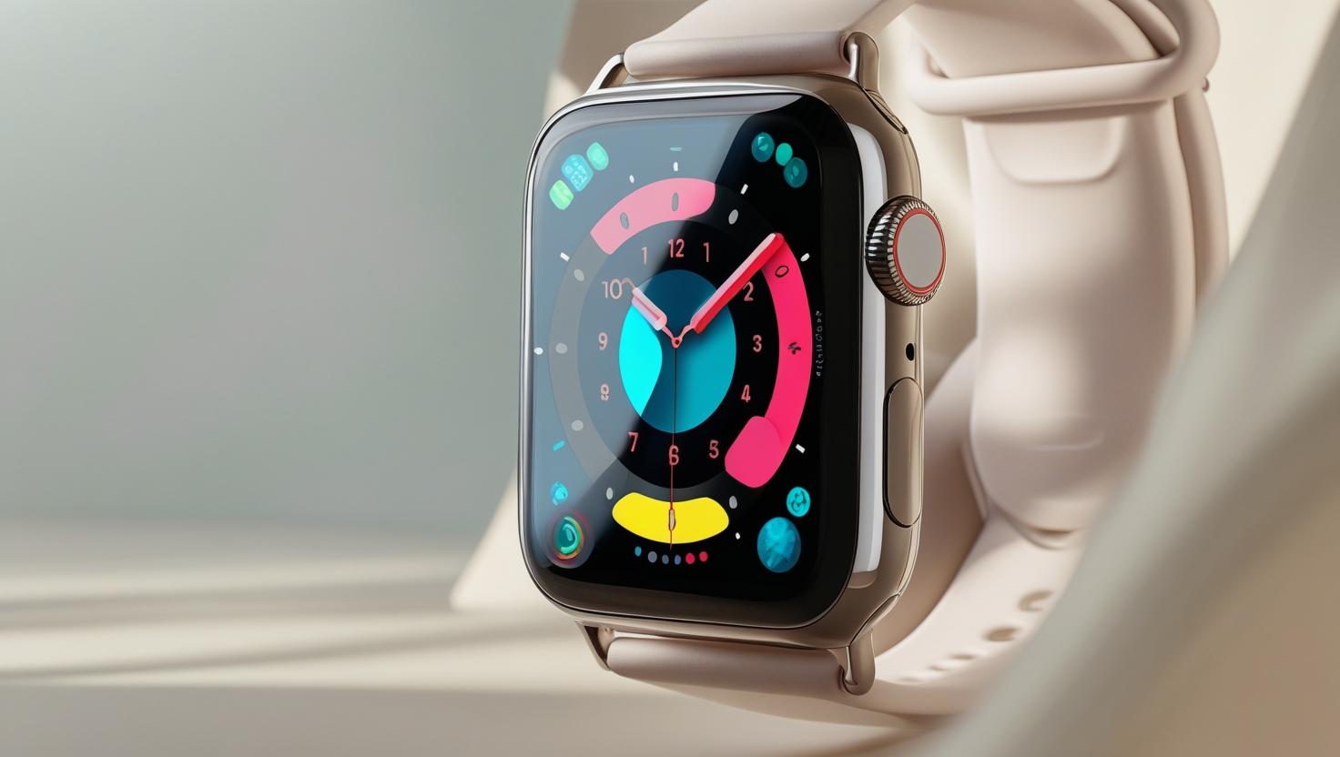 Smartwatch z kolorowym wyświetlaczem na kremowym pasku
