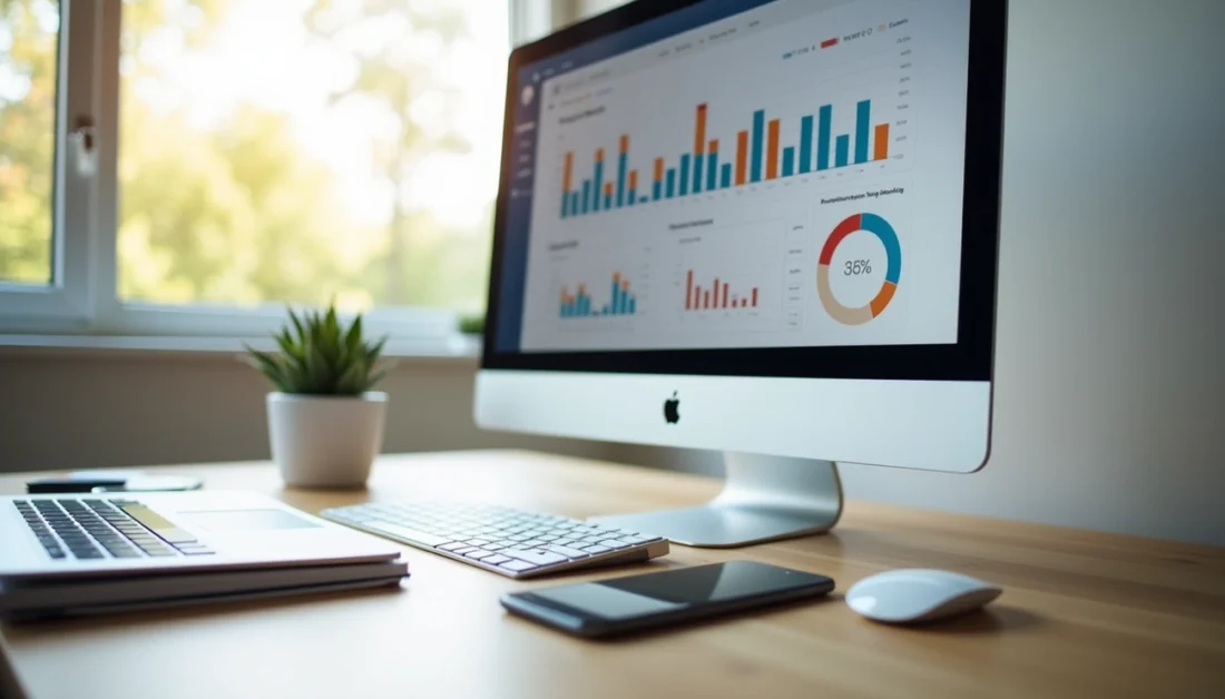 Mistrzowska Strategia SEO dla E-sklepu- statystyki na monitorze