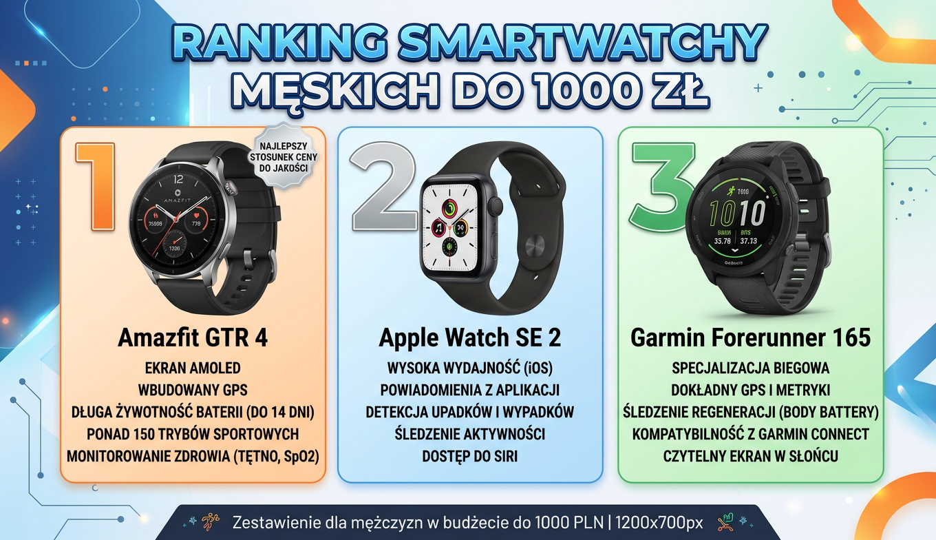 Ranking smartwatchy męskich do 1000 zł