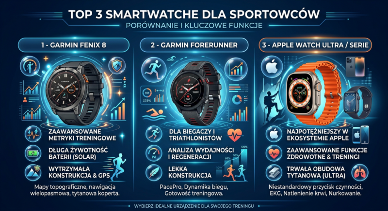 Porównanie najlepszych smartwatchy sportowych 2026