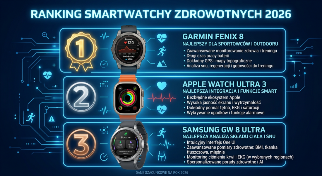 Ranking smartwatchy zdrowotnych na 2026