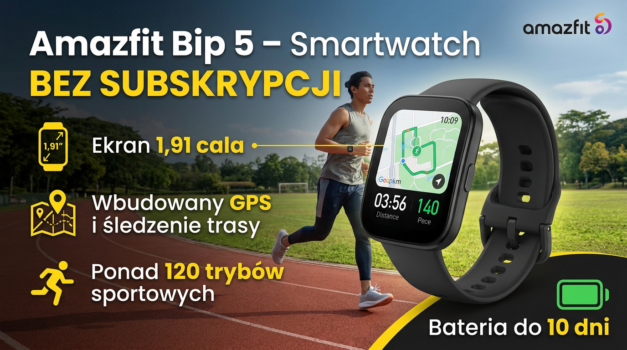 Amazfit_Bip 5 smartwatch bez subskrypcji
