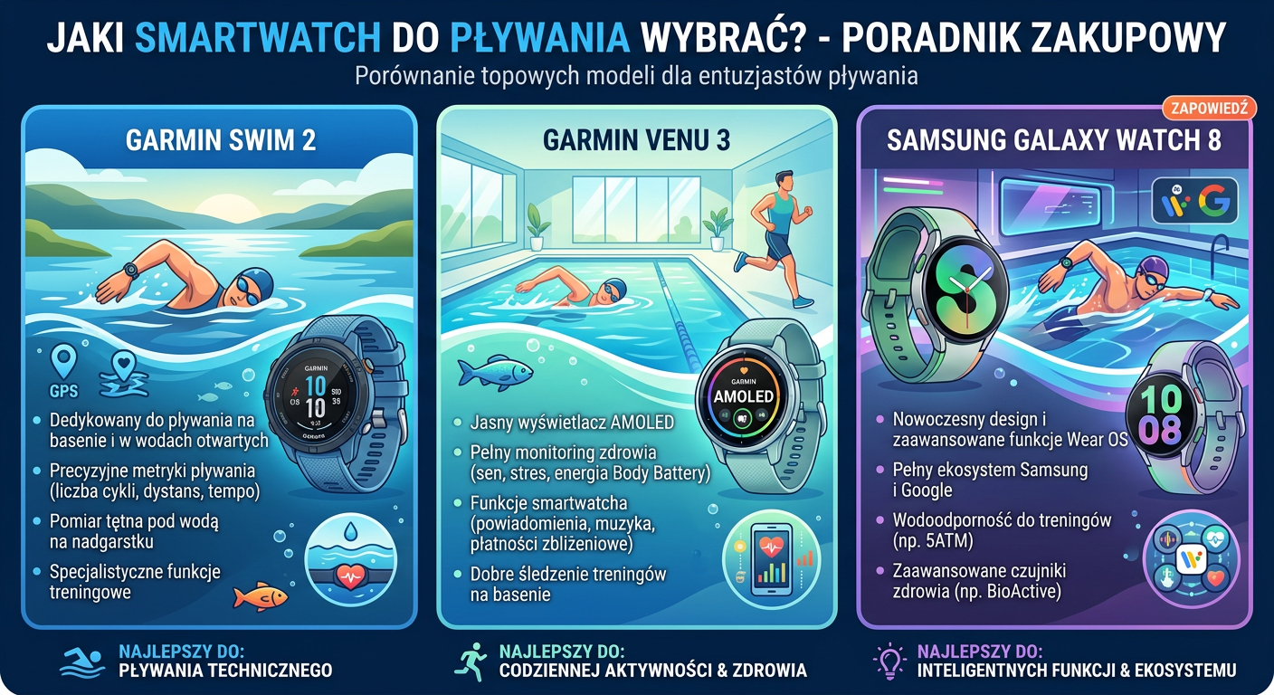 Smartwatche do pływania--Garmin Swim 2 Garmin Venu 3 Samsung Galaxy Watch 8