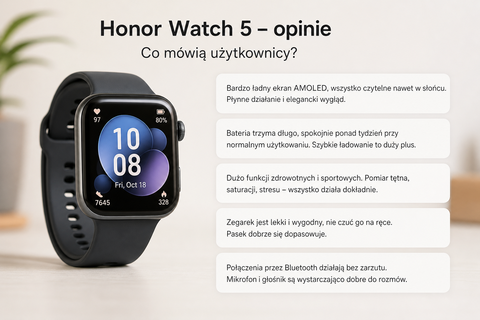 Smartwatch Honor Watch 5 – opinie