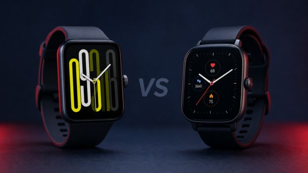 Porównanie smartwatchy Xiaomi Redmi Watch 5 i Amazfit GTS 4 obok siebie