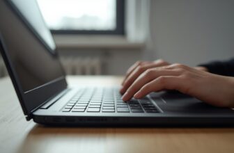 Osoba sprawdzająca stan techniczny laptopa poleasingowego przed zakupem – test klawiatury i ekranu